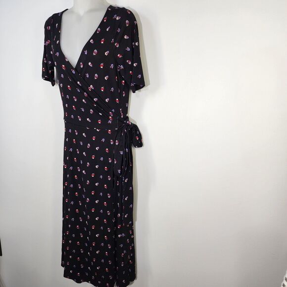 Ann Taylor Petite Wrap Dress Size 8P Floral Jersey Midi Short Sleeve V Neck NWT - Picture 4 of 11